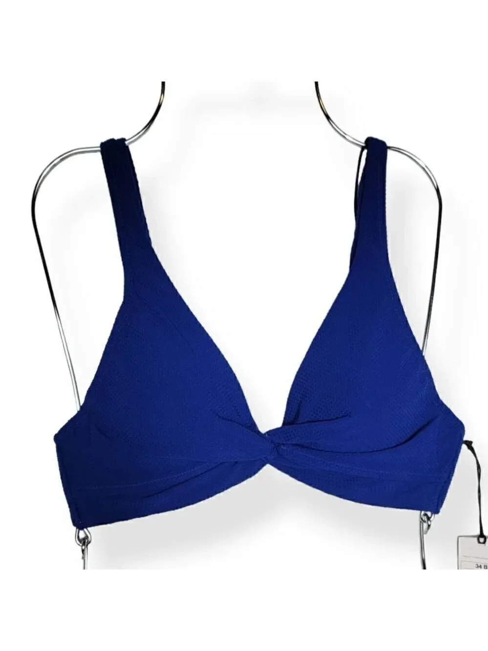 Shade & Shore Blue Twisted Front Bikini Top 34B